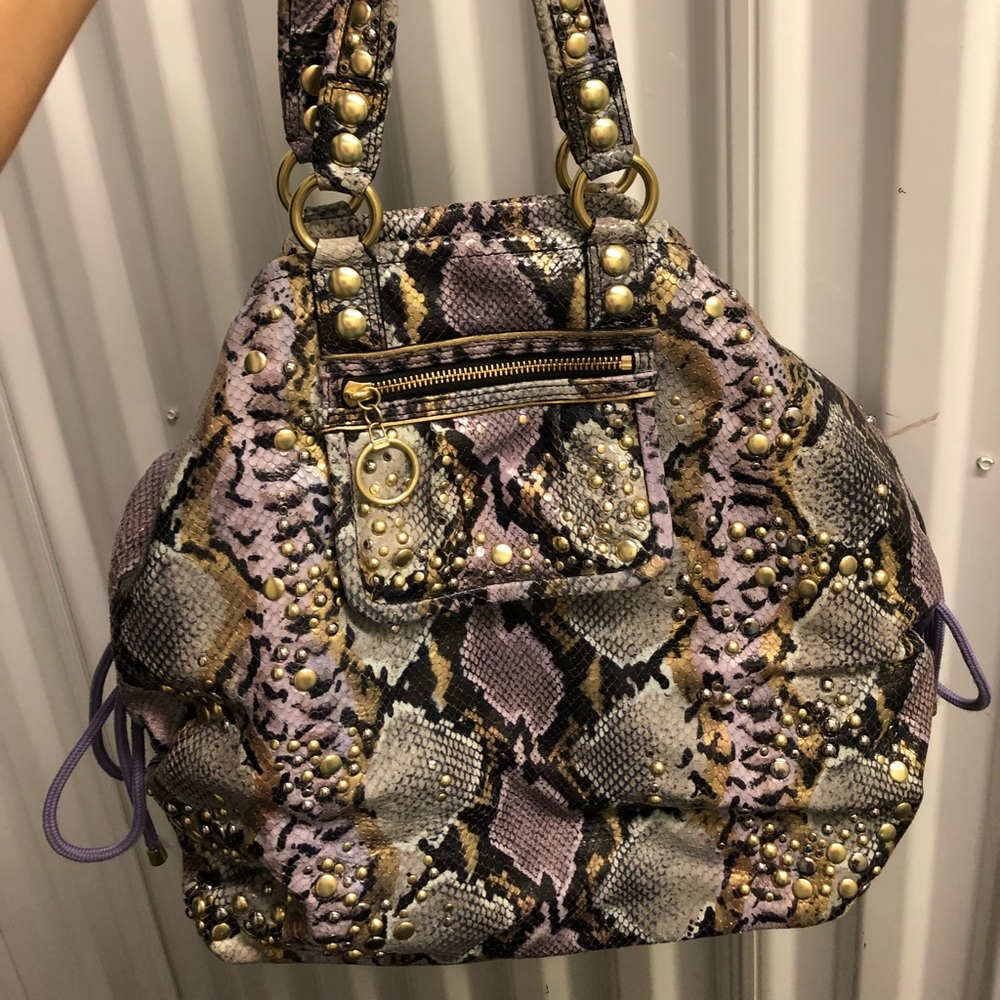RARE 2005 Python Coach Leather Studded Tote